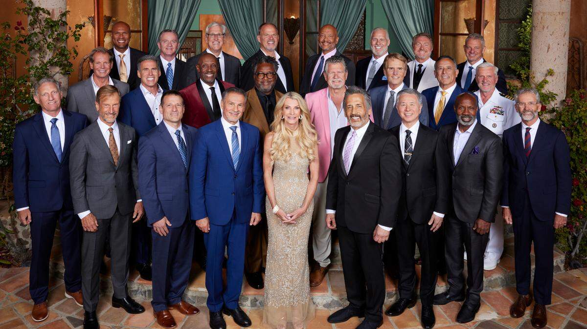 Joan Vassos and the cast of “The Golden Bachelorette” on ABC.