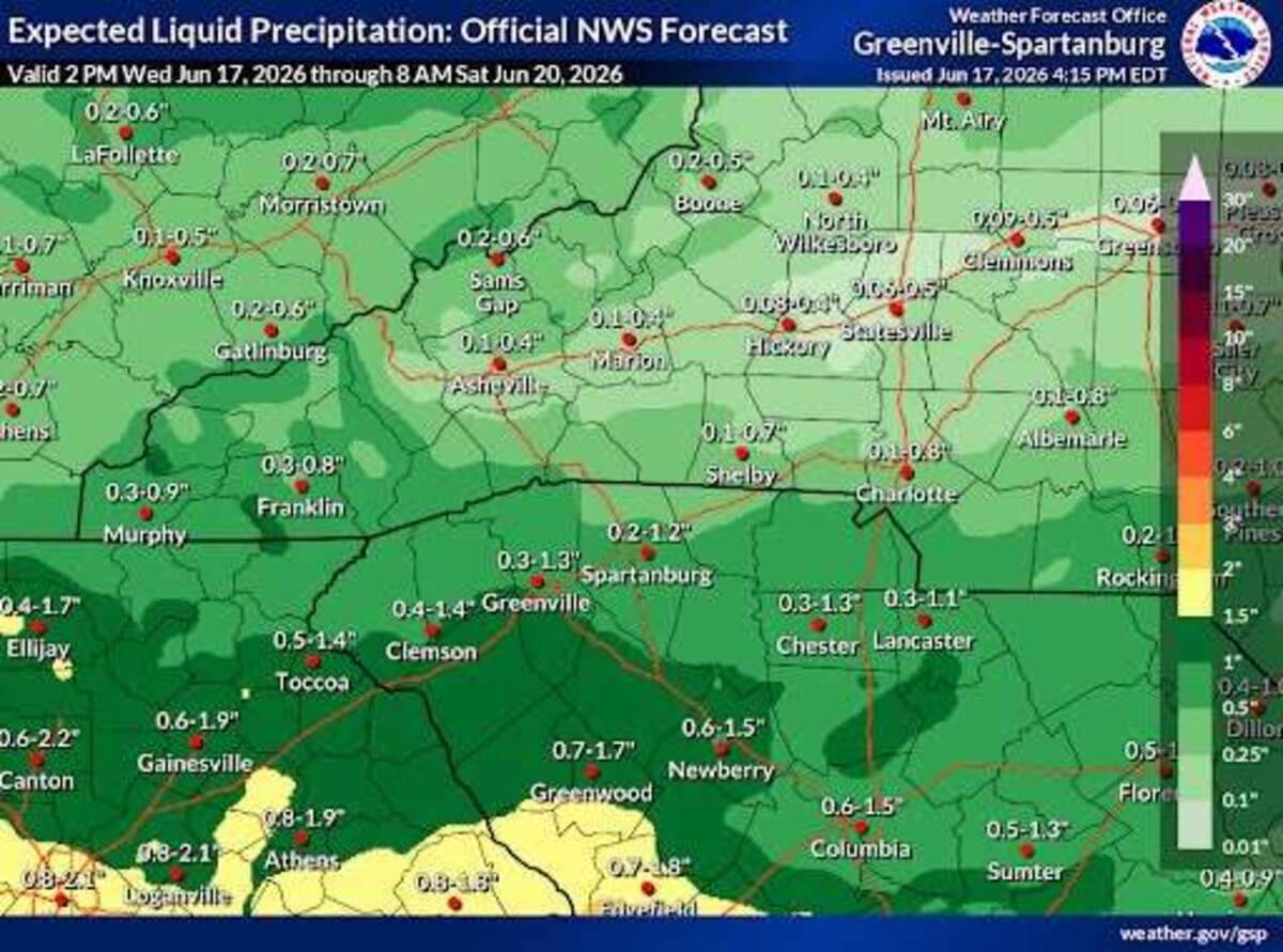 A stalled front will interact with the remnants of Tropical Storm Arthur to produce locally heavy rain, mainly Thursday night. Most of this rain could fall within a 1 to 3 hour window, forecasters say.