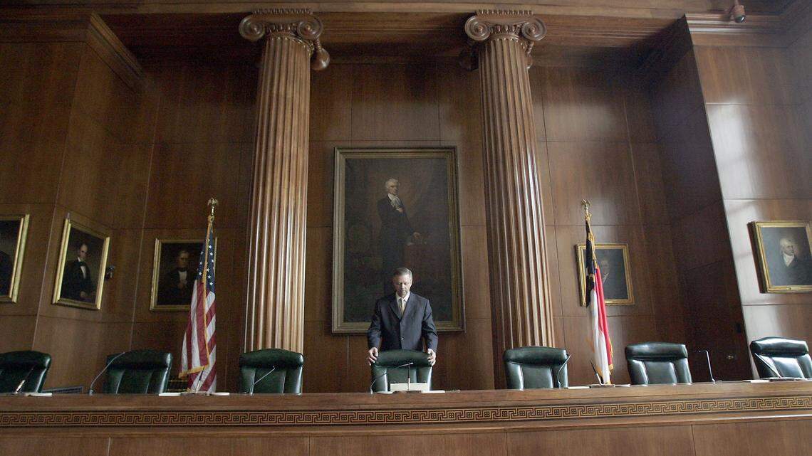 Supreme Court Justice Barbara Jackson seeks reelection but faces a stiff challenge from Anita Earls and Chris Anglin.