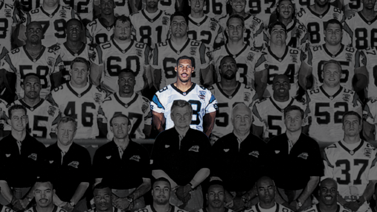 LaVar Ball was a practice-squad tight end for two months for the 1995 Carolina Panthers -- although he never played a down. In the 1995 team picture, though, Ball (48) was directly behind team owner Jerry Richardson. Ball would eventually become the father of three basketball-playing sons -- Lonzo, LiAngelo and LaMelo Ball.