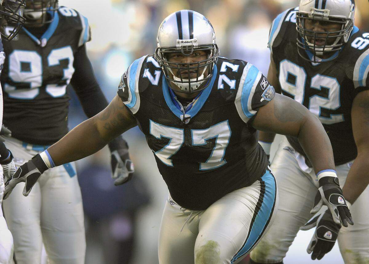 During the Super Bowl season of 2003, Panthers defensive tackle Kris Jenkins (77) was perhaps the most dominant defensive tackle in the NFL.