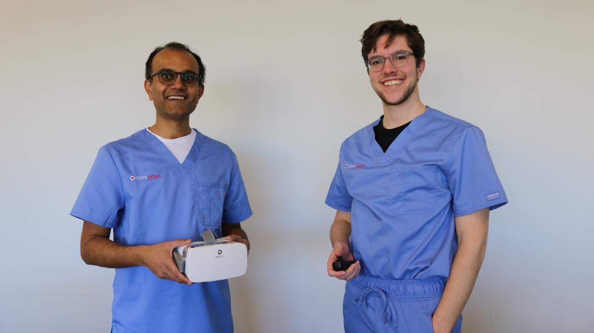 The team previewing CareYaya’s Virtual Reality therapy for elders with dementia.