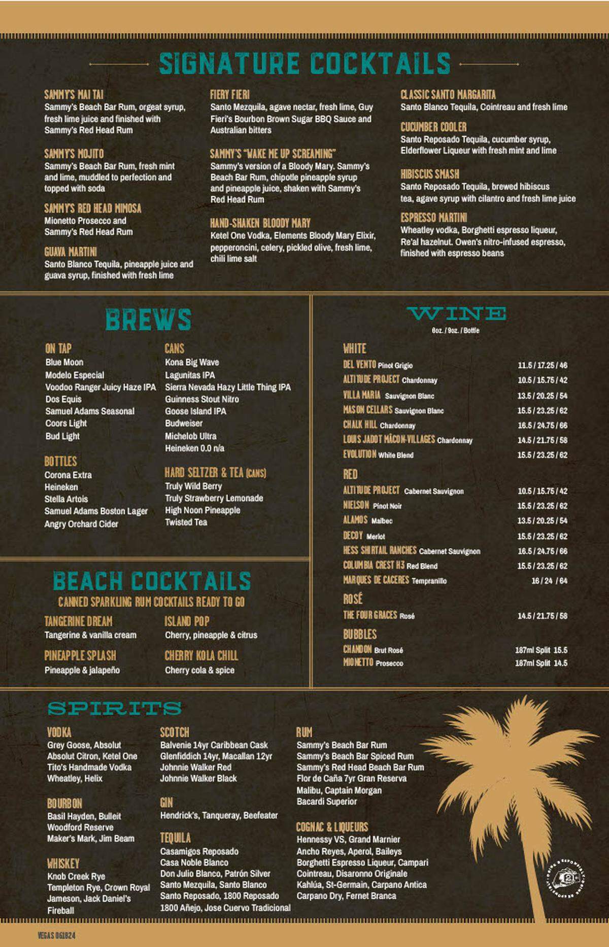 Here’s a look at the menu of Sammy Hagar’s restaurant coming to Charlotte Douglas. It feature a full bar that serves beer, wine, ​cocktails,​ and spirits, including Hagar’s own​ Sammy’s Beach Bar Rum and Santo Tequila, along with his new beer, Red Rocker Lager.