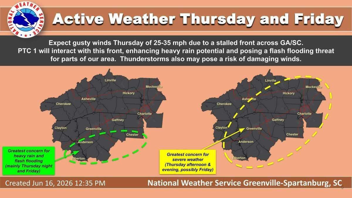 Low pressure near the western Gulf Coast will merge into a stalled front across the southeast US on Thursday and Friday, forecasters say.