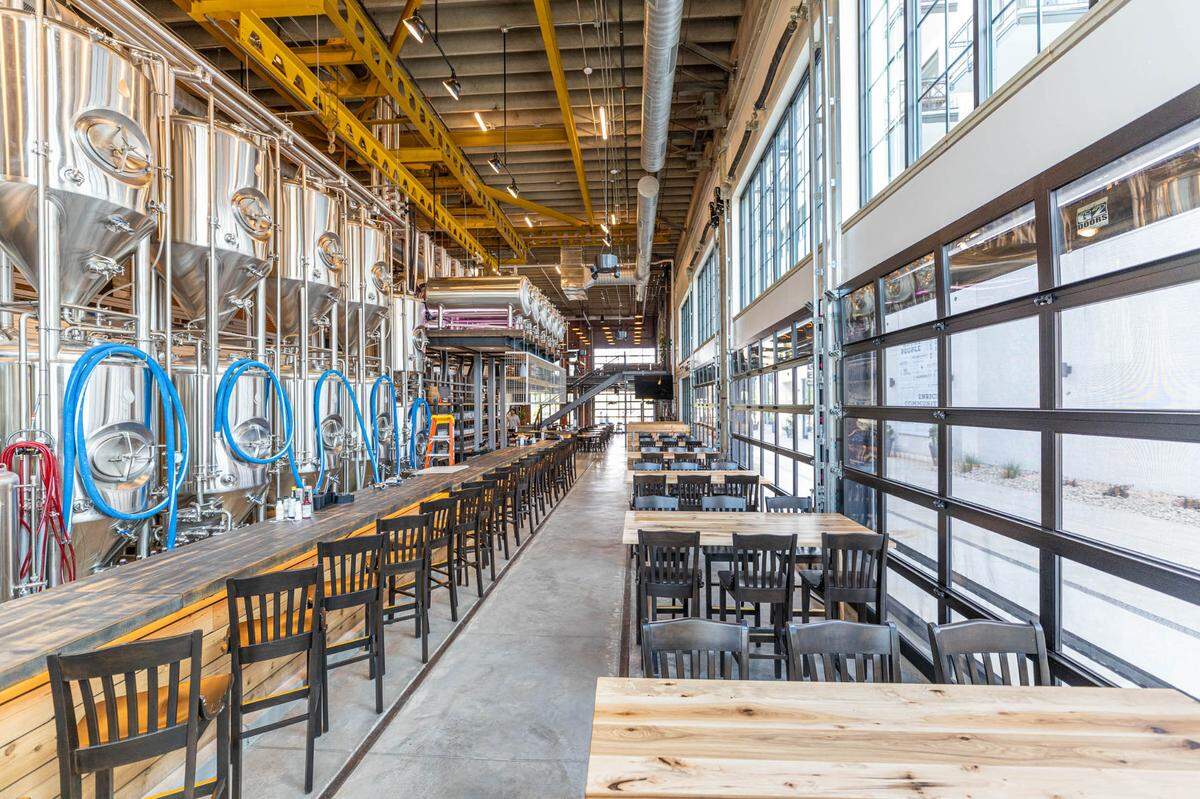Trolley Barn shows off its stainless steel fermenters.
