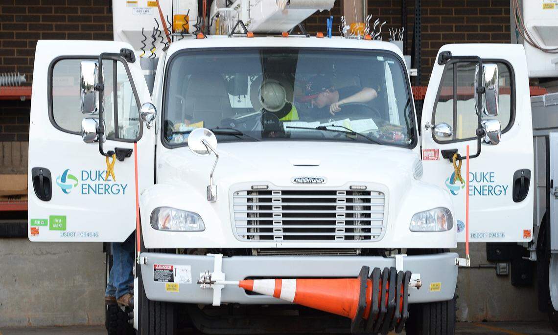 Duke energy lineworkers, damage assessors and support personnel loaded up their trucks with supplies, repair equipment and replacement items as they began a caravan from Duke’s Little Rock Operation Center in Charlotte to Florence, S.C. to be in place to restore power for customers affected by Hurricane Dorian. on Wednesday, Sept. 04, 2019.