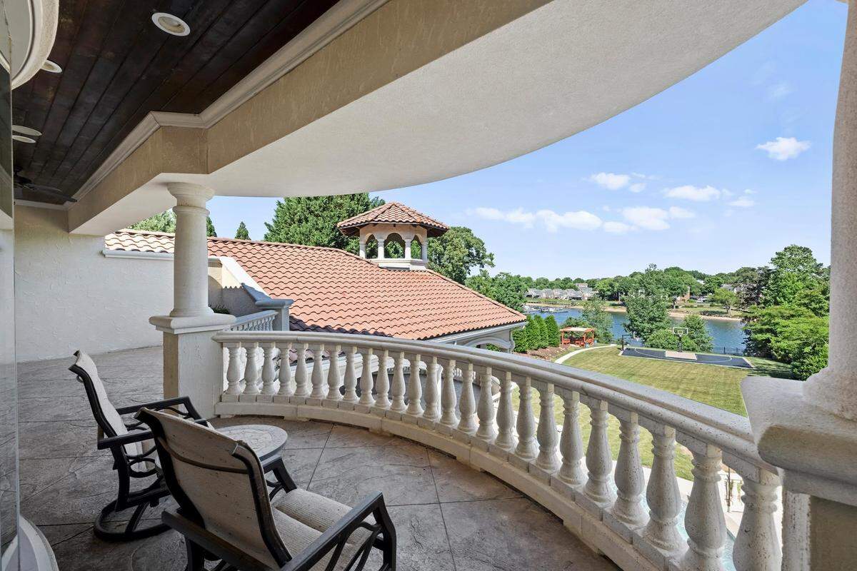 The mansion offers many views of Lake Norman.