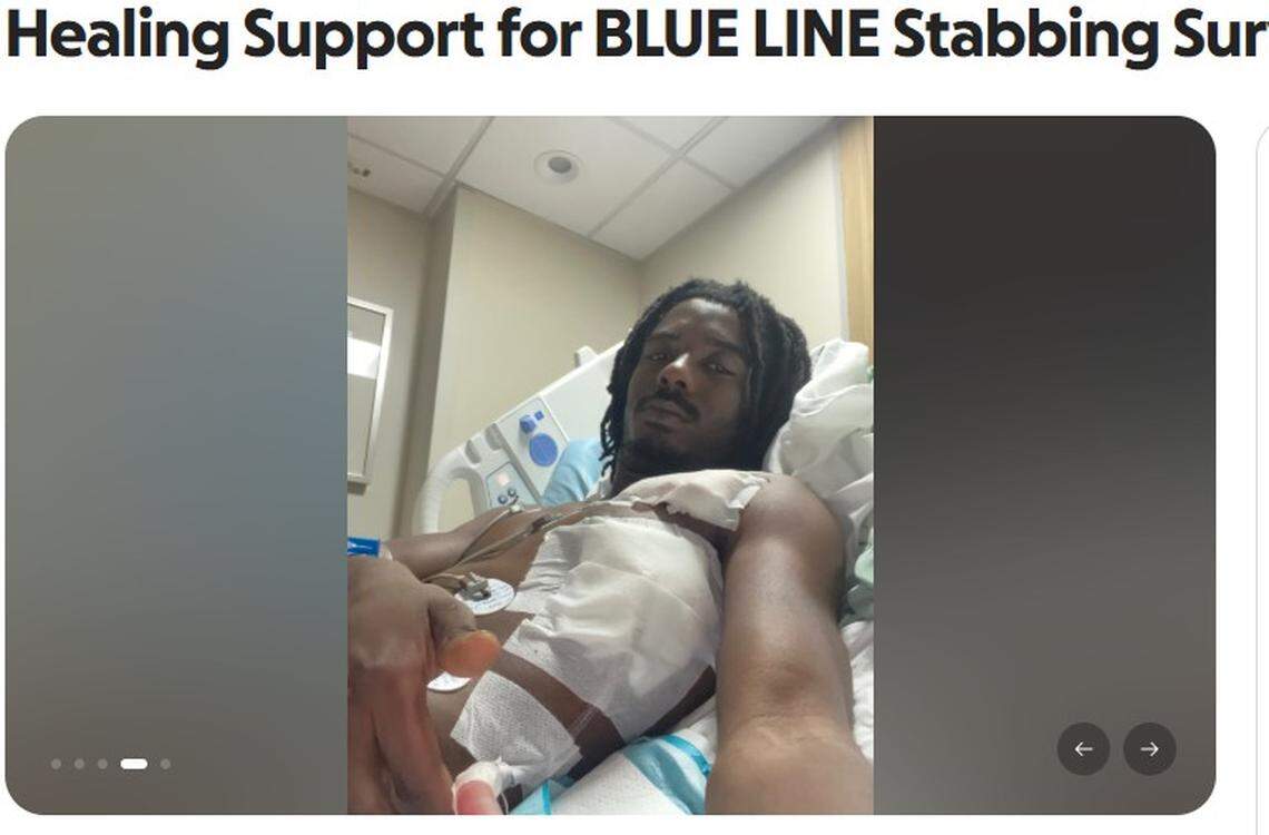 Kenyon Dobie was stabbed on a Charlotte light rail train on Friday. This is an image on a GoFundMe page he created.