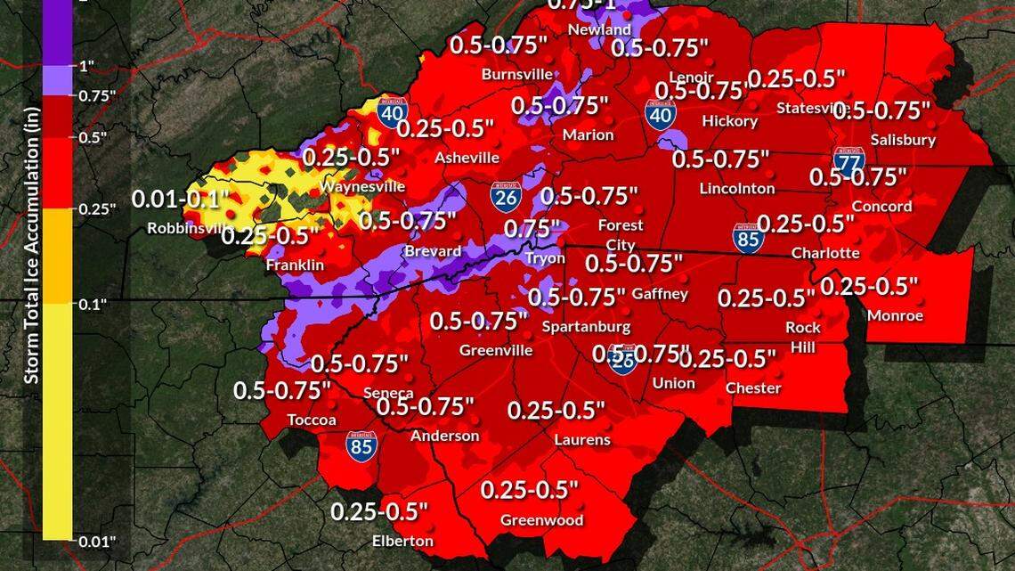 Sleet and rain move into Charlotte area; heaviest batches near region, NWS says