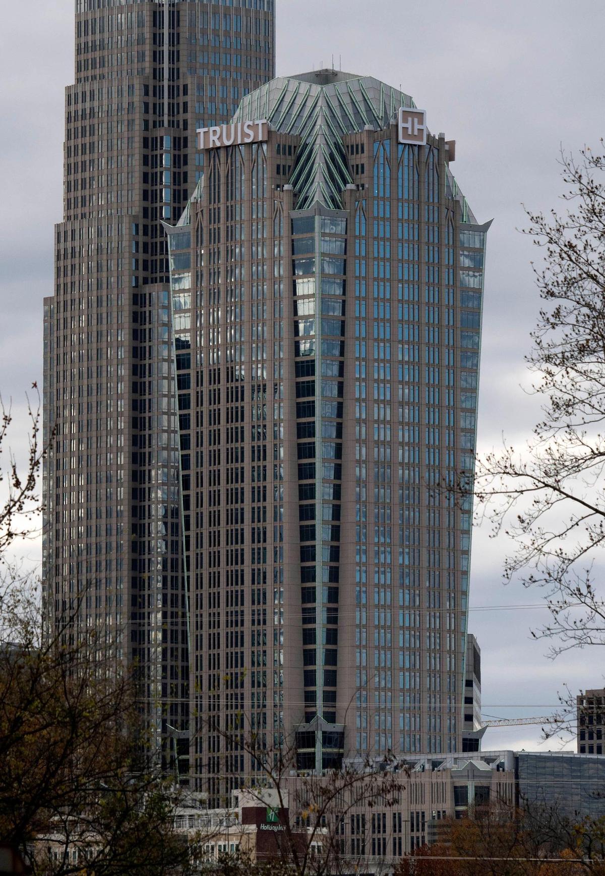 In November, the bank used helicopters to lift up four signs to the top of the former Hearst Tower, which it bought for $455 million last year. On alternating sides of the tower, over 47 stories high, two 558-square-foot logos are opposite two 980-square-foot nameplates.