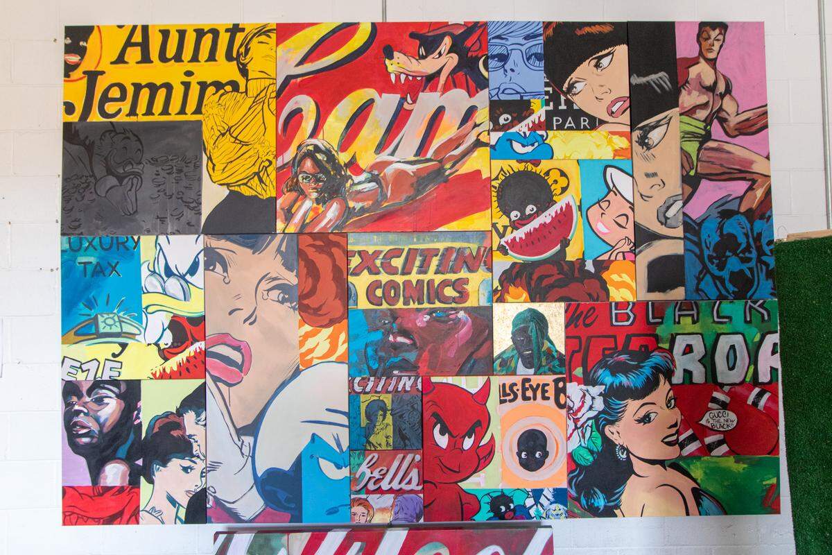 Dammit Wesley’s art displayed in his “Exciting Times” exhibit intersects pop culture, consumerism and race.