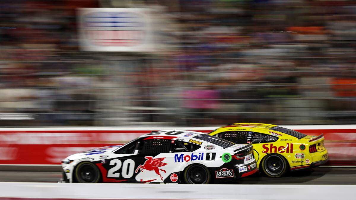 May 18, 2025; North Wilkesboro, North Carolina, USA; NASCAR Cup Series driver Christopher Bell (20) during NASCAR All-Star Race at North Wilkesboro Speedway.