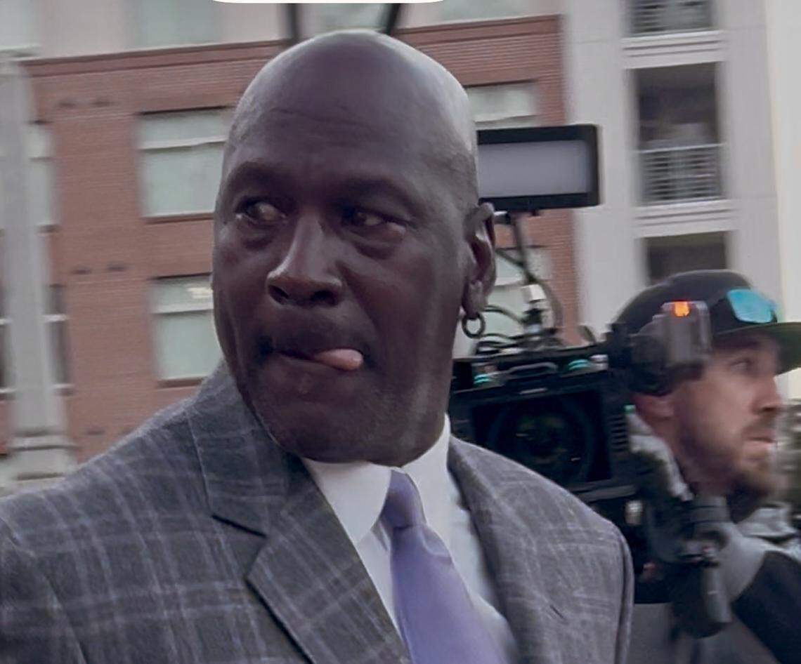 Michael Jordan leaves court Wednesday. 