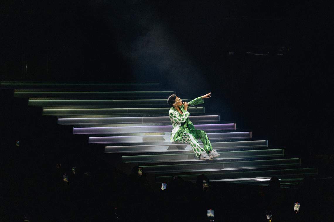 Alicia Keys performs at Spectrum Center in Charlotte on Sunday night.