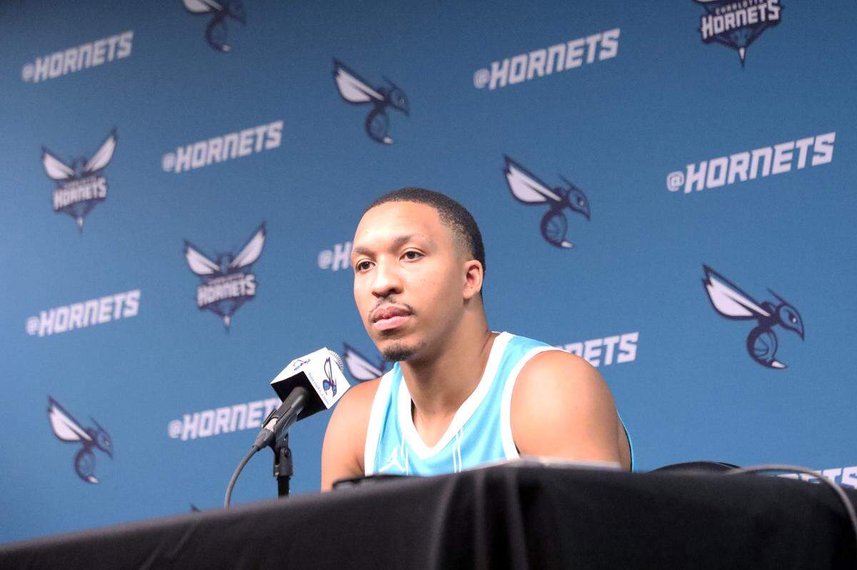 Charlotte Hornets forward Grant Williams addresses the press at Charlotte’s 2023-24 media day at the Spectrum Center in Charlotte, N.C. on September 30th, 2024.