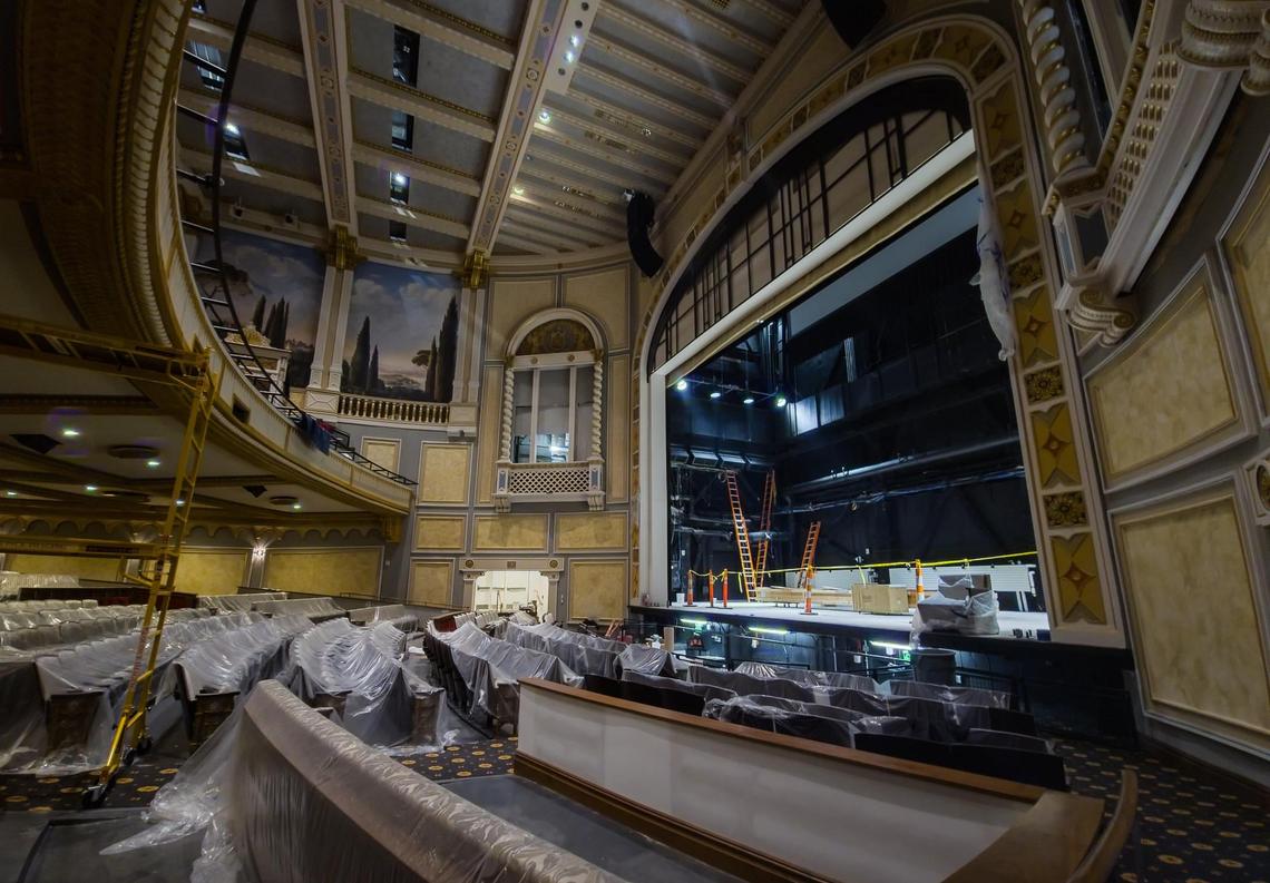 A look at the lower orchestra and pit area of the newly remodeled Carolina Theatre.