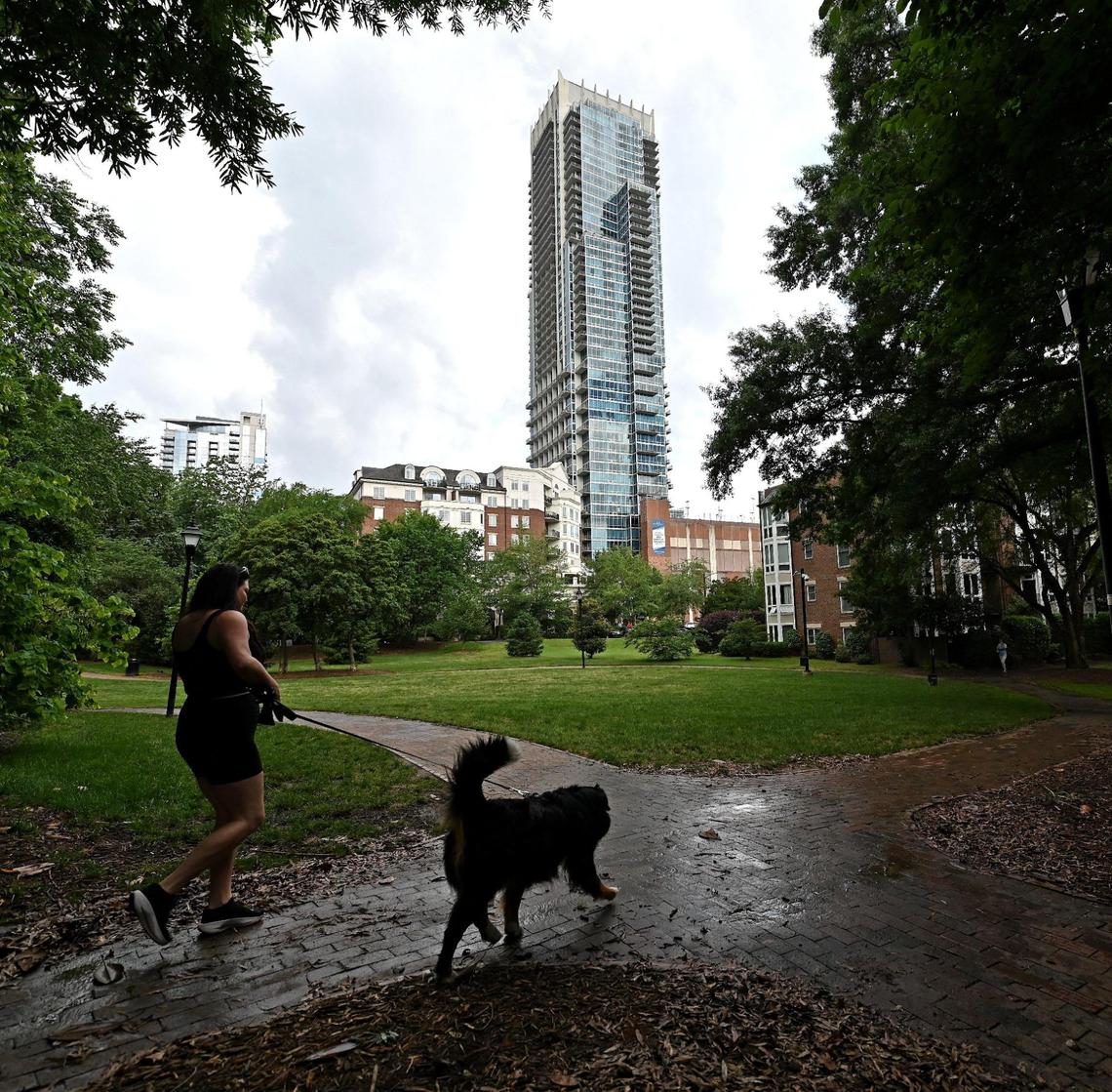 The Vue Charlotte, center, is located in one the most densely populated communities in Mecklenburg County, according to census data.