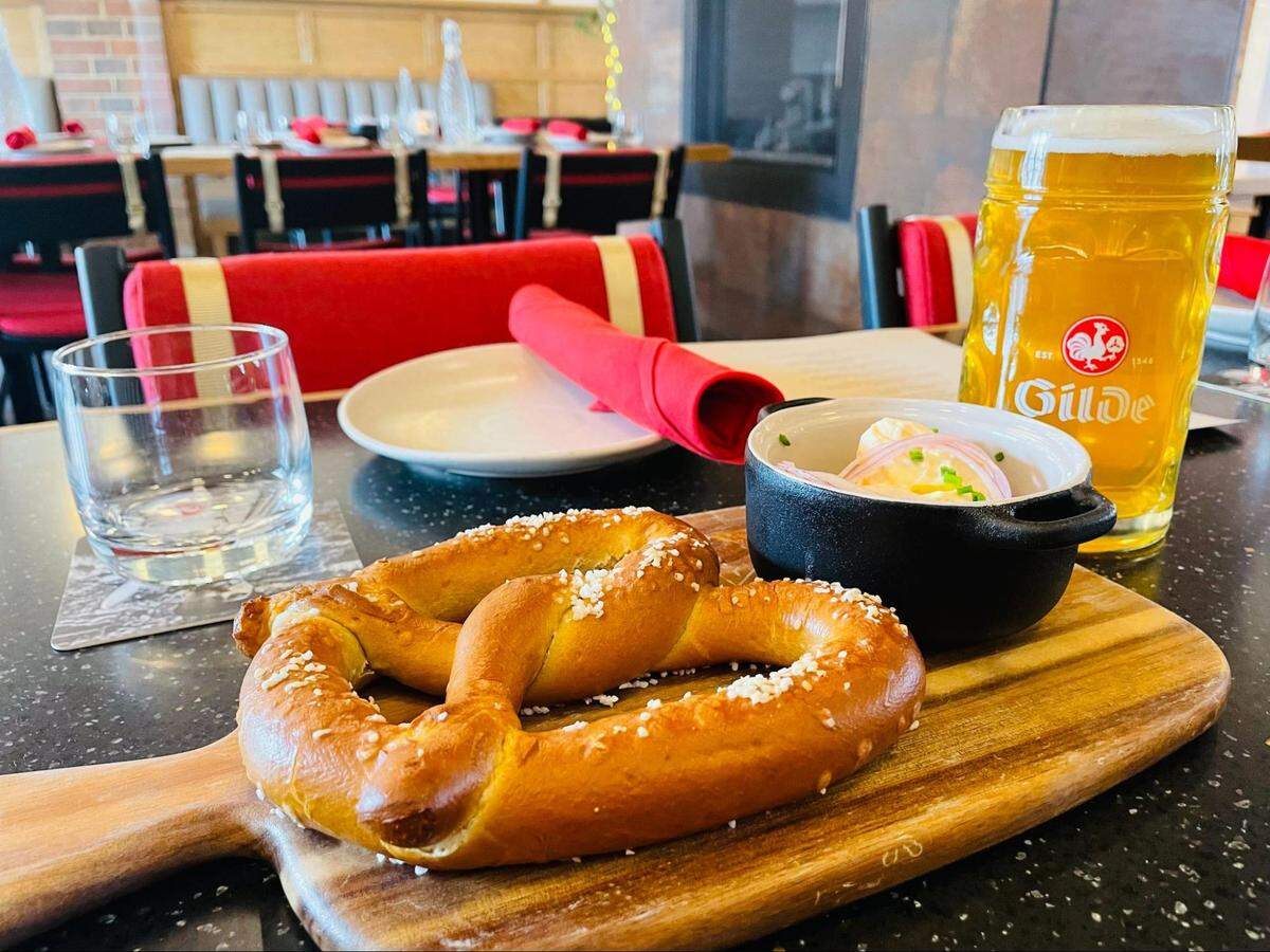 Stop by Gilde Brewery to try the pretzel and beer cheese.