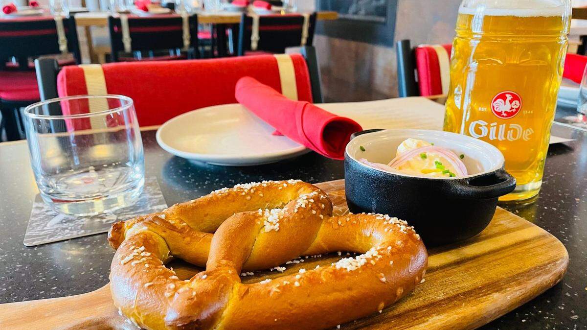 Stop by Gilde Brewery to try the pretzel and beer cheese. 