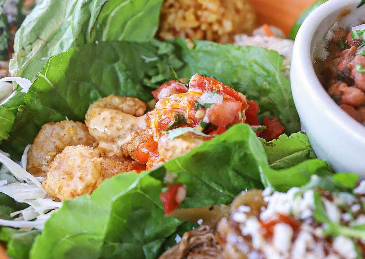 Any taco at Paco’s Tacos — which has a separate menu dedicated to healthy choices and special diets — can be made into a lettuce wrap for a healthy indulgence.