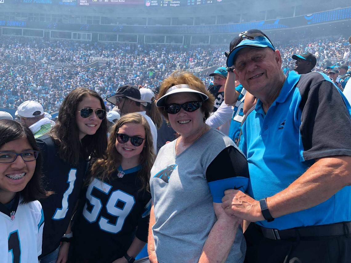 Virgil Dodson, family and friends in their seats at Bank of America Stadium. (Courtesy: Virgil Dodson)