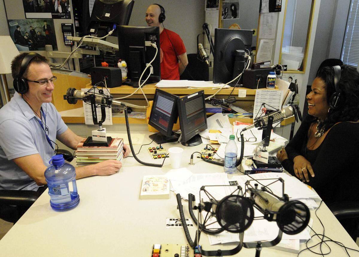 Matt Harris (left) and Ramona Holloway (right) conduct a segment of their drive-time radio show, “The Matt & Ramona Show’ on WLNK-FM (”The Link” 107.9) on February 15, 2012. Holloway had gastric bypass surgery in January, and leading up to the weight loss surgery, revealed childhood sexual abuse she survived. David T. Foster III-dtfoster@charlotteobserver.com