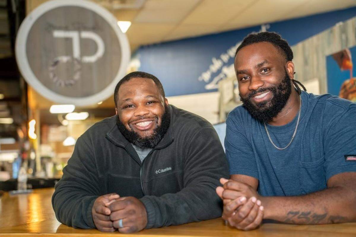 Daryl Cooper and Oscar Johnson, owners of Jimmy Pearls.