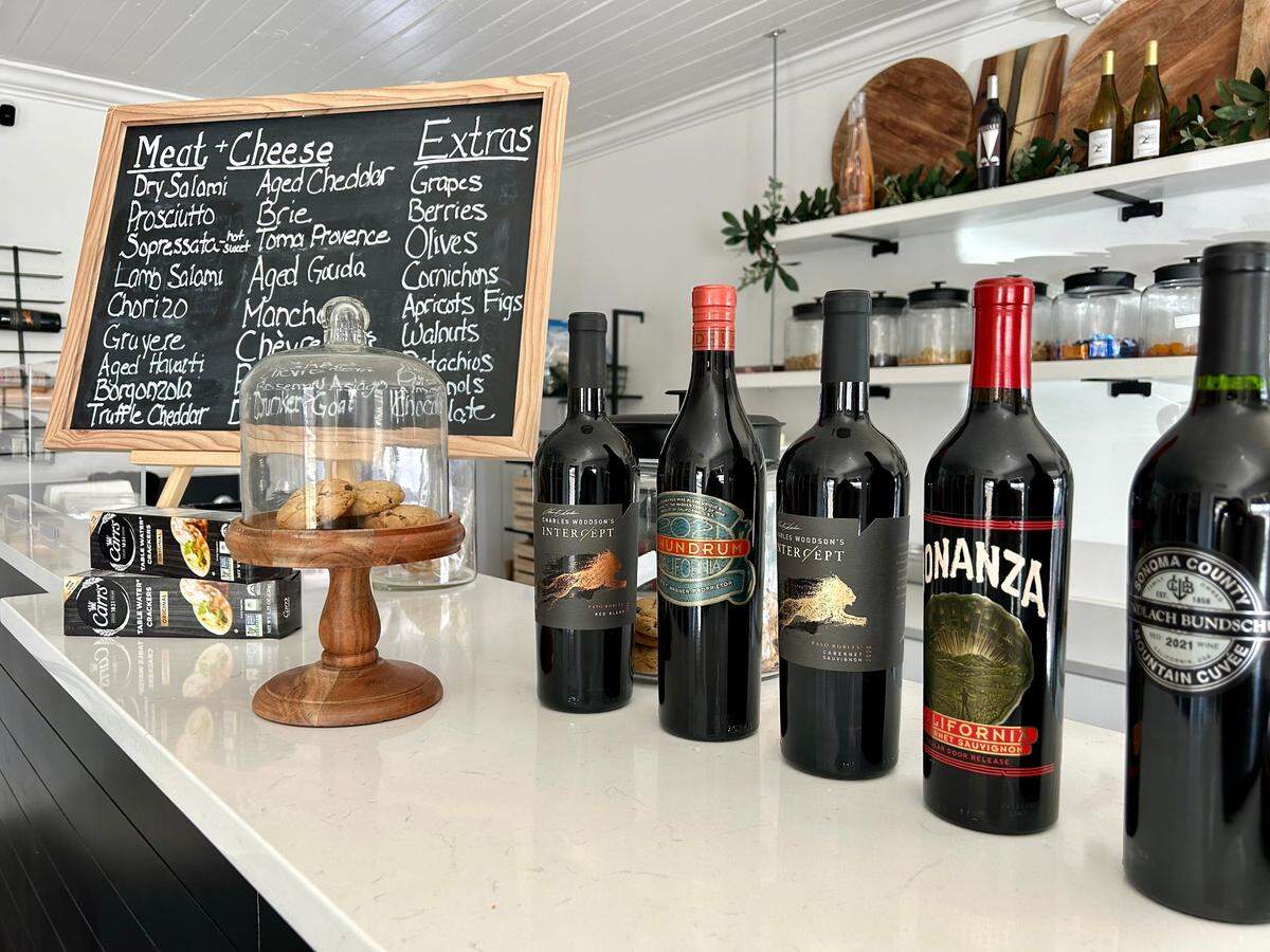 The offerings at Table & Board, shown on a chalkboard, rotate regularly.