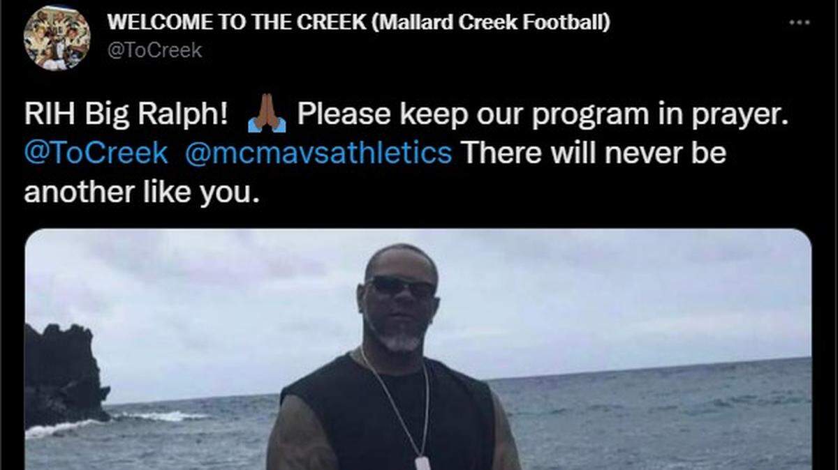 A Twitter account associated with Mallard Creek High School athletics posted a tribute to Ralph Hammond, a football coach who was killed in a shooting on Friday, Sept. 23, 2022.
