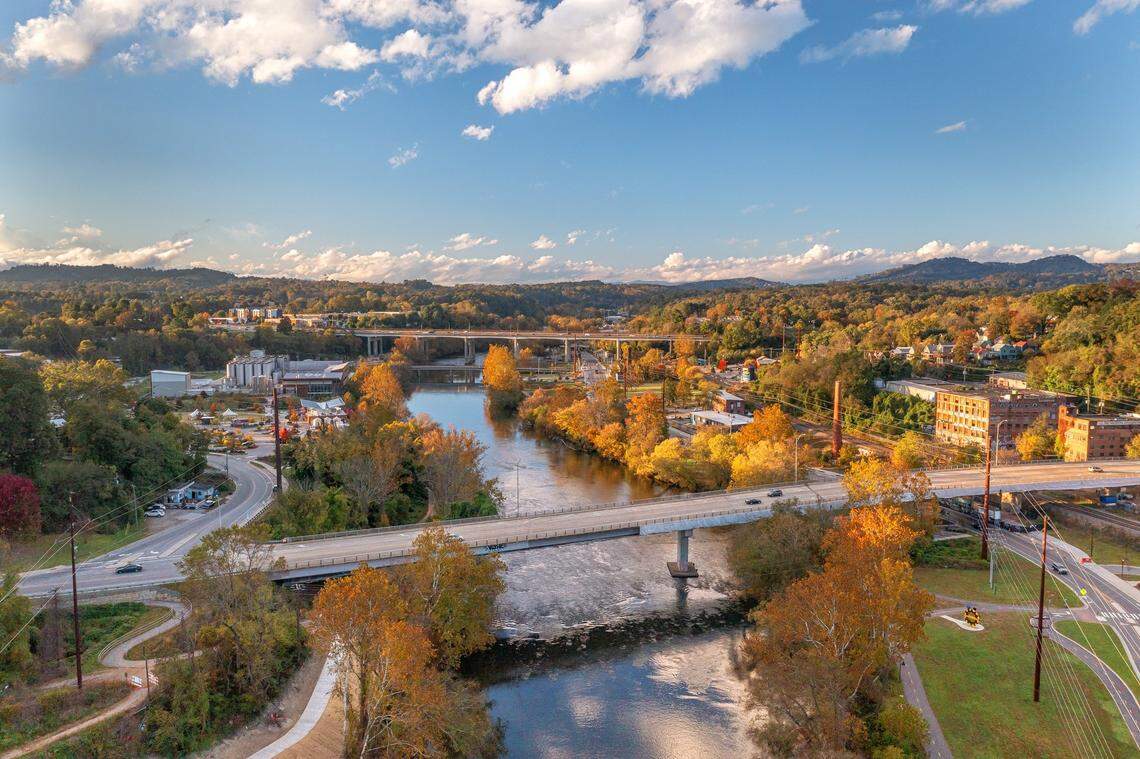 The French Broad River in Asheville, NC.