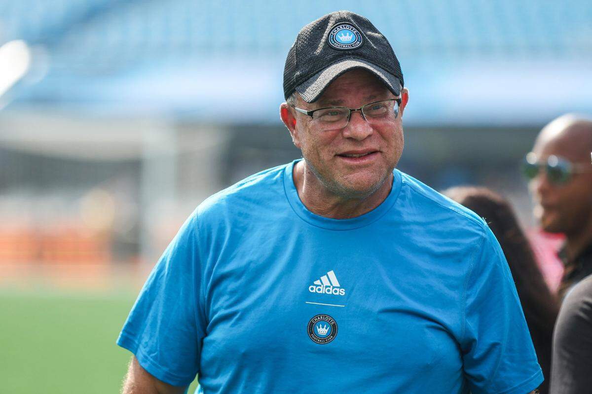 Charlotte FC team owner David Tepper smiles after his team won, 2-0, over the New York Red Bulls at Bank of America Stadium on Saturday.