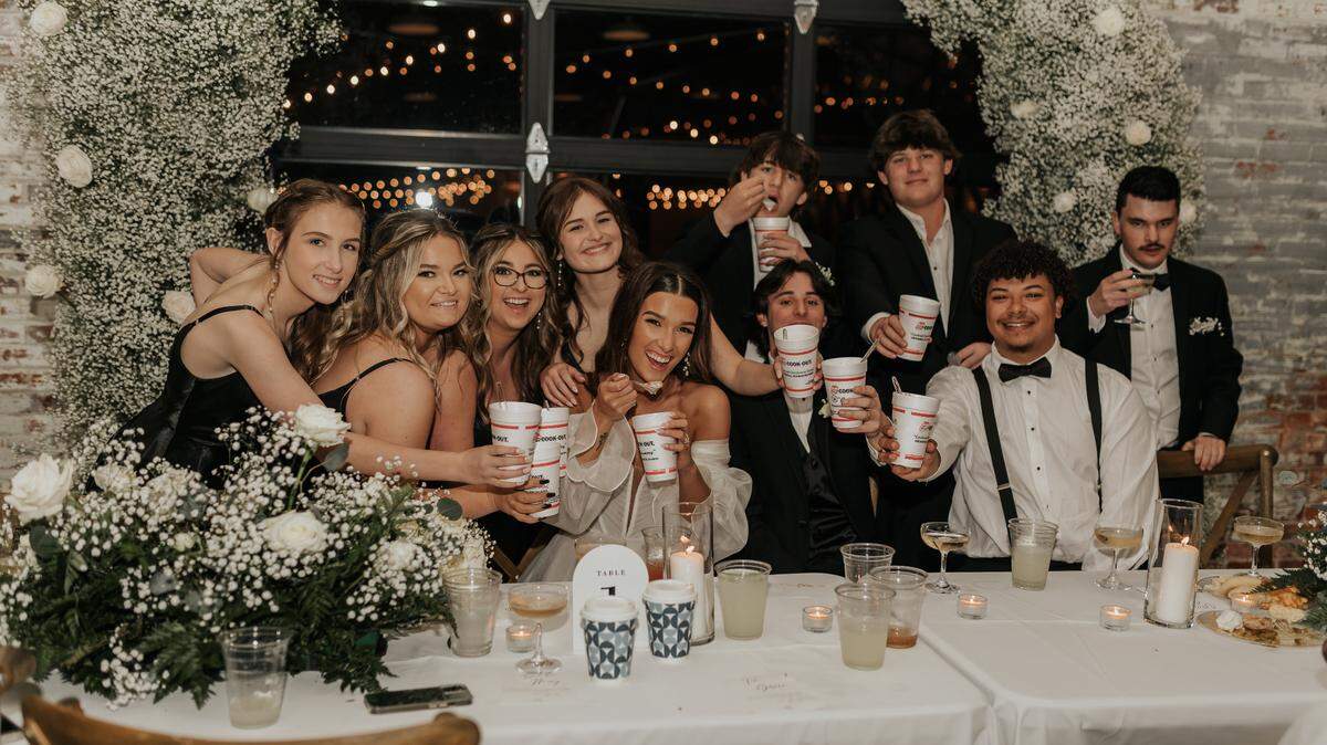 Layne and Taylor Roberts served chocolate and vanilla milkshakes from Cookout during their wedding reception.