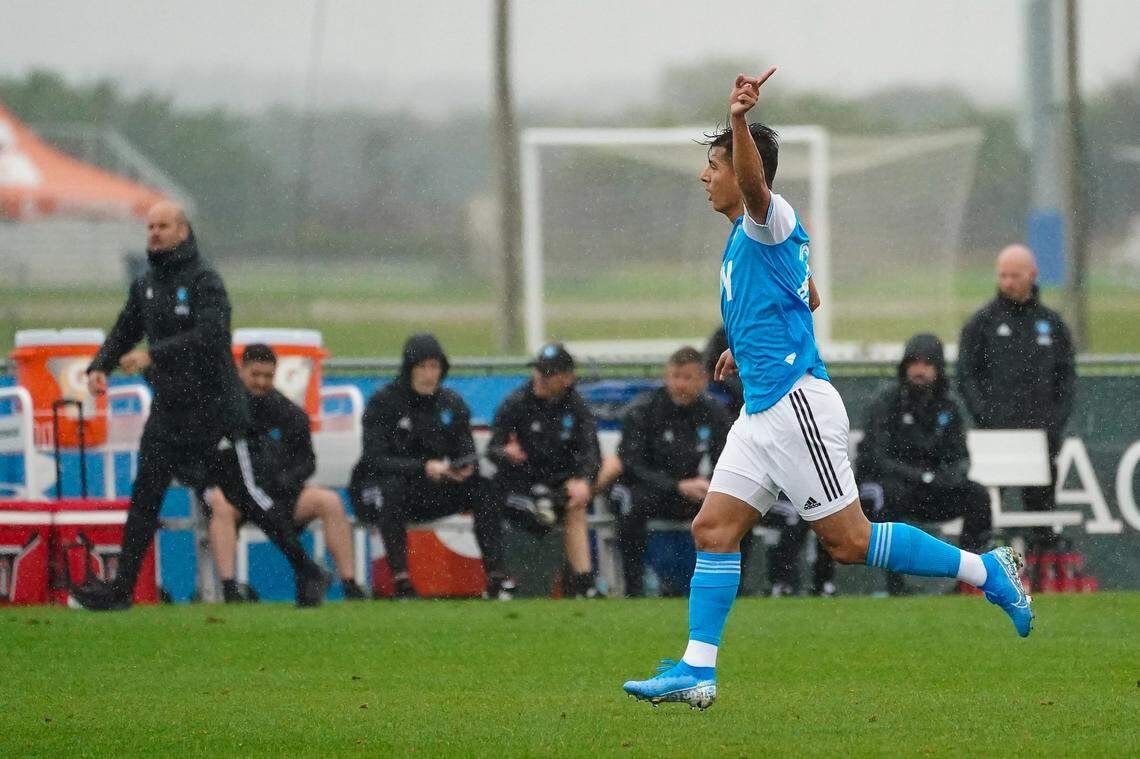 Charlotte Football Club plays Nashville in a match at IMG Academy in Bradenton on Feb. 8, 2022.