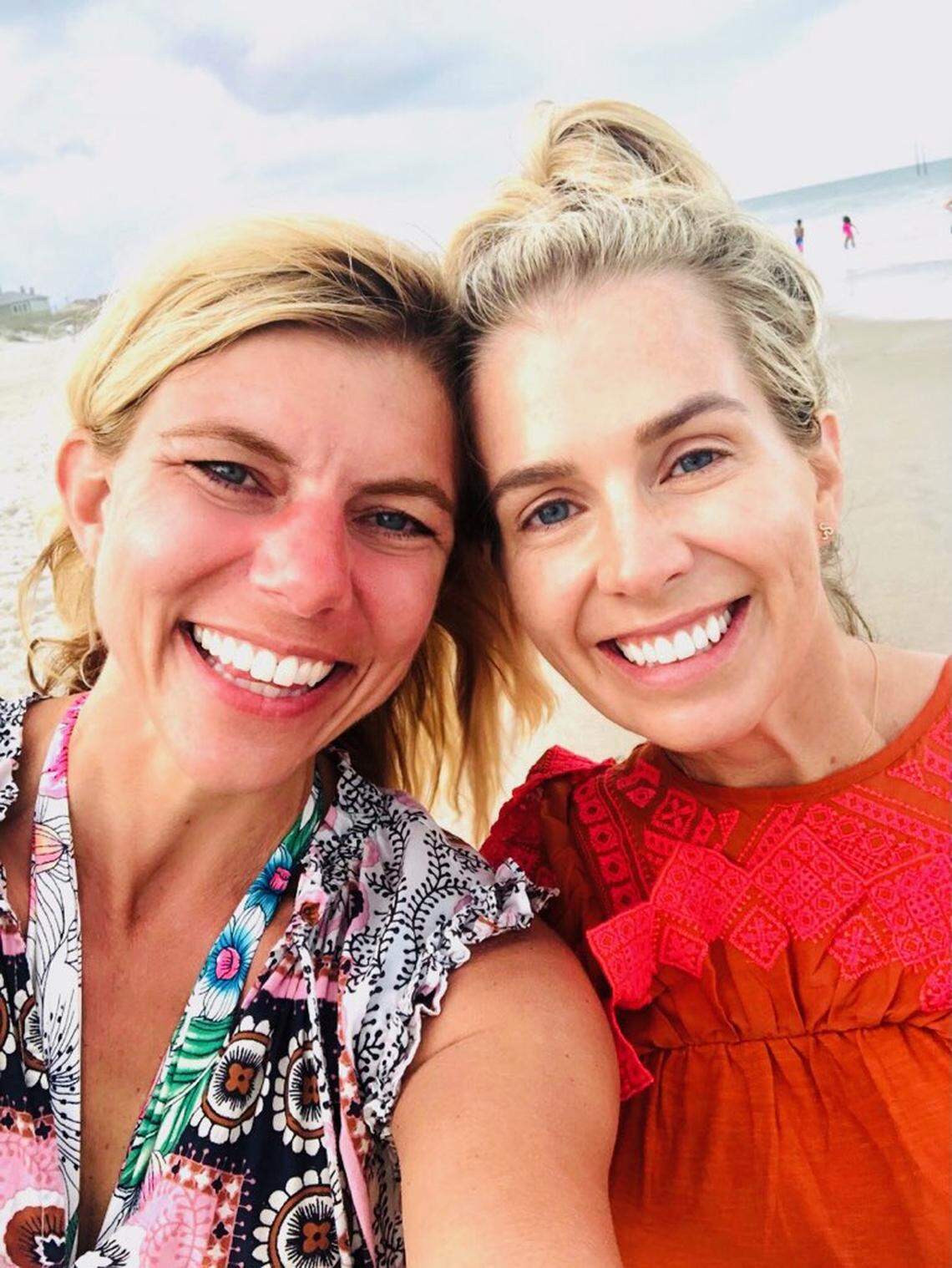 Molly Grantham, left, and Morgan Fogarty in Kure Beach last month.