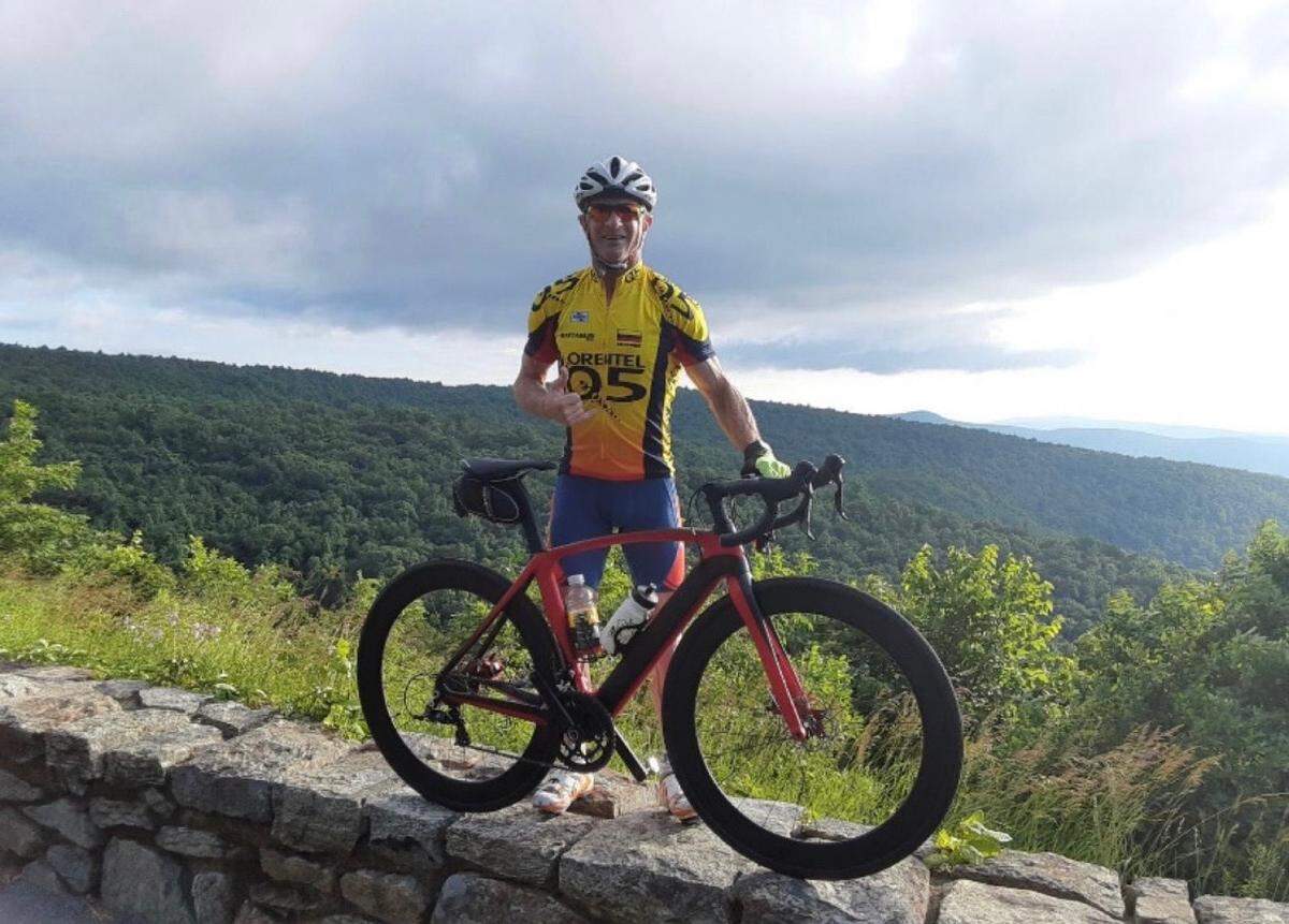Wes Kessenich, during a bike ride on the Skyline Drive in Virginia in July 2021.
