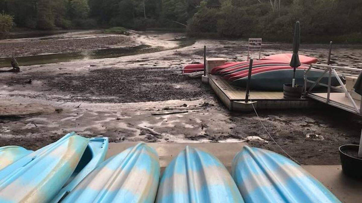 The failure of the dam at 47-acre Price Lake on the Blue Ridge Parkway caused water to drain into nearby streams.