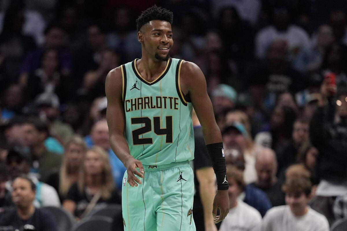 Charlotte Hornets forward Brandon Miller (24) during the second half against the Milwaukee Bucks at Spectrum Center.