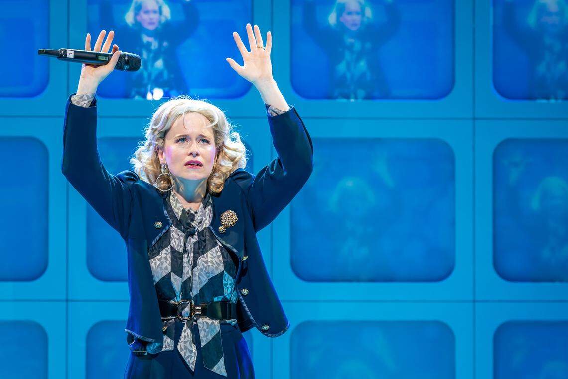 Katie Brayben in the title role of “Tammy Faye,” seen here during the show’s London run.