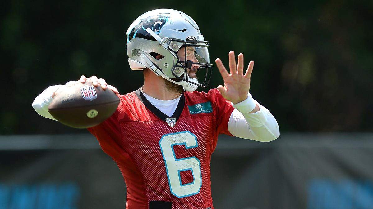 Carolina Panthers quarterback Baker Mayfield will start Week 1, the team announced Monday. Mayfield beat out Sam Darnold for the starting job.
