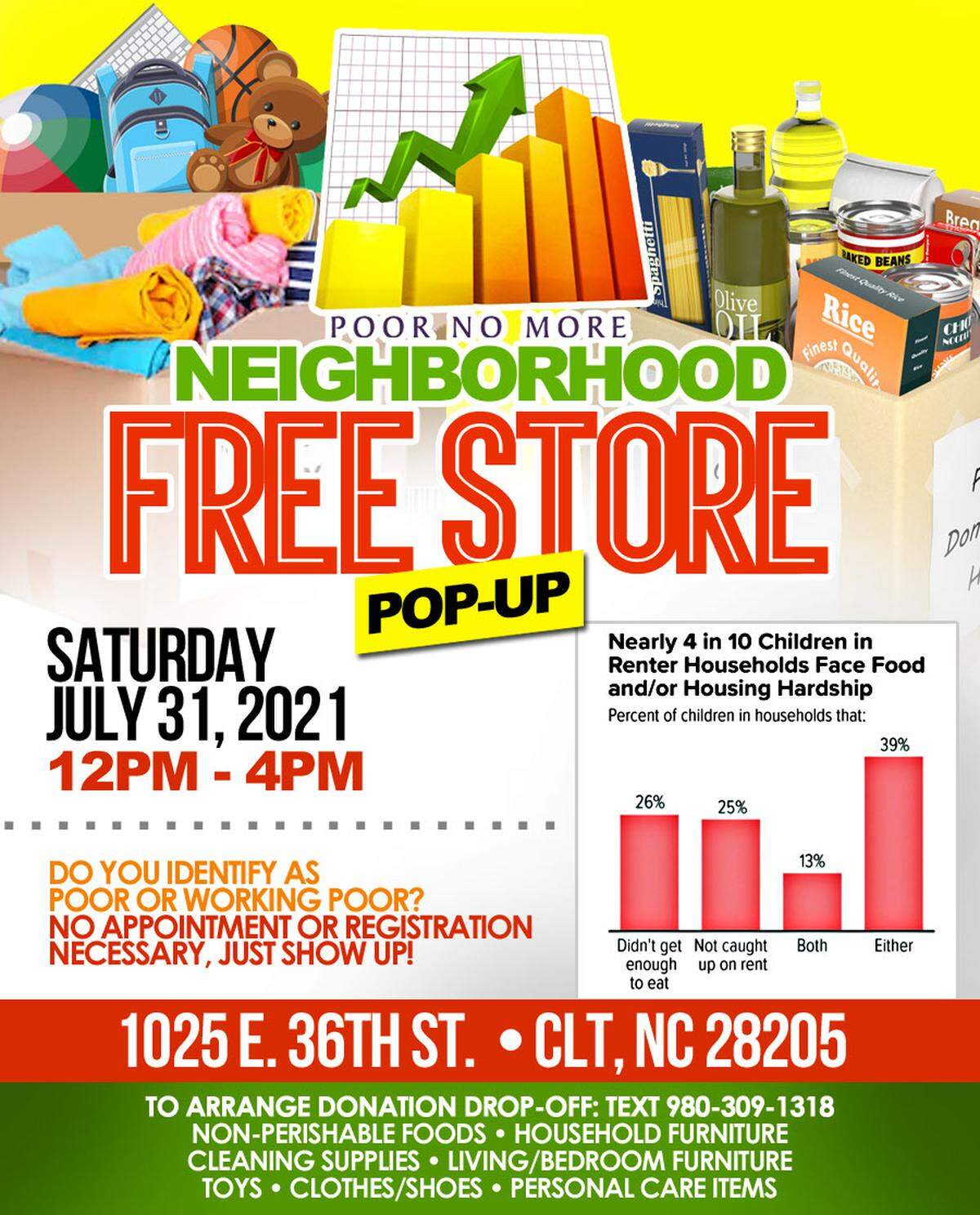 Poor No More is hosting a free store on July 31. 
