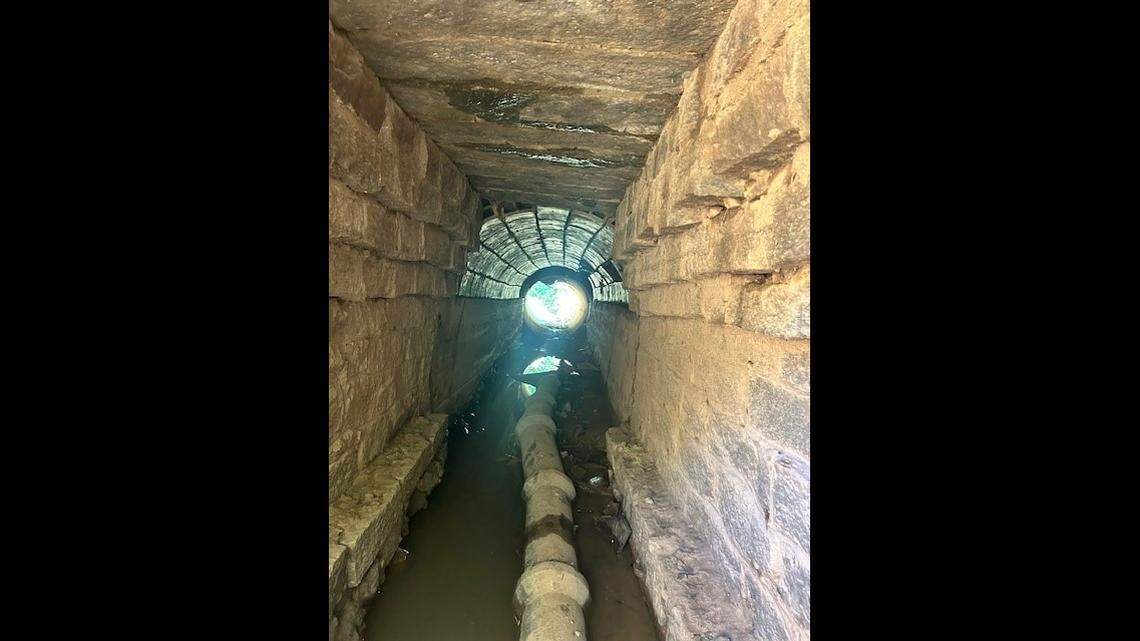 This is a look inside the N.C. 200 culvert in Cabarrus County with historic terracotta tile construction, the NC Department of Transportation says.