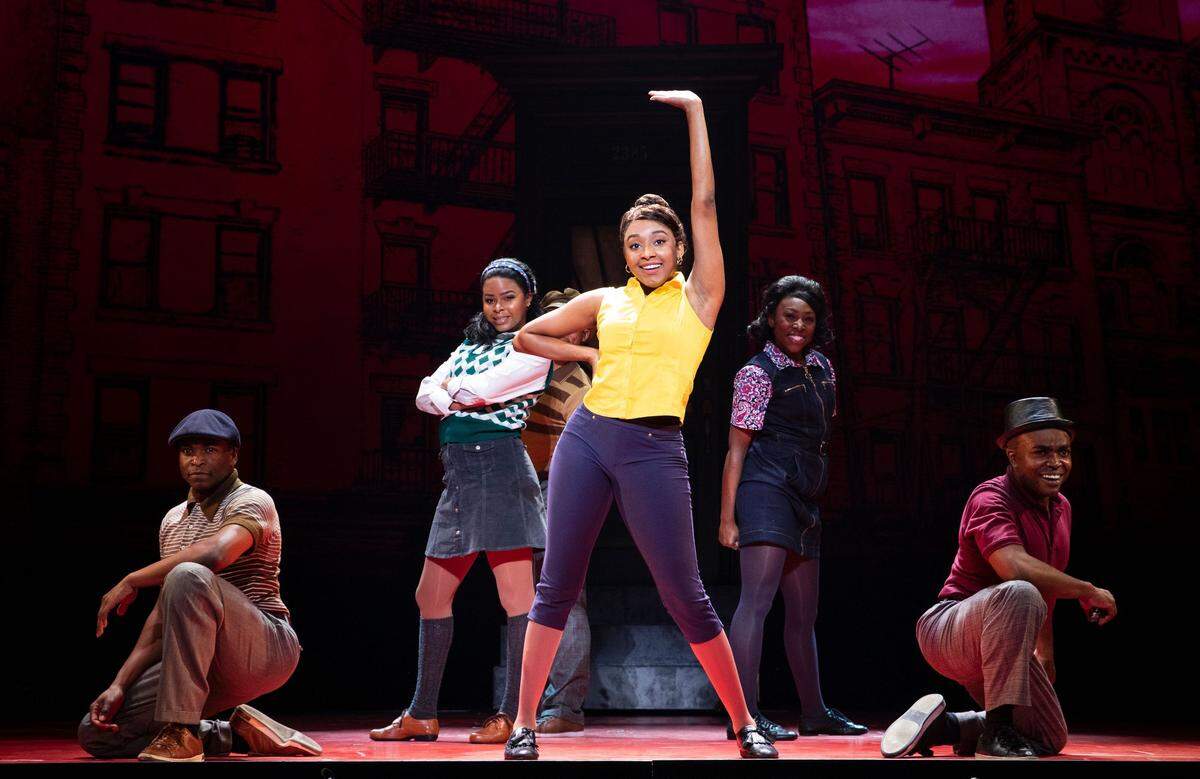 Briana-Marie Bell (Jane) and cast members of “A Bronx Tale: The Musical.”