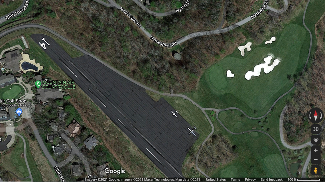 A small plane crashed at Mountain Air Country Club in Burnsville, North Carolina, on Sunday, Nov. 14, officials said.