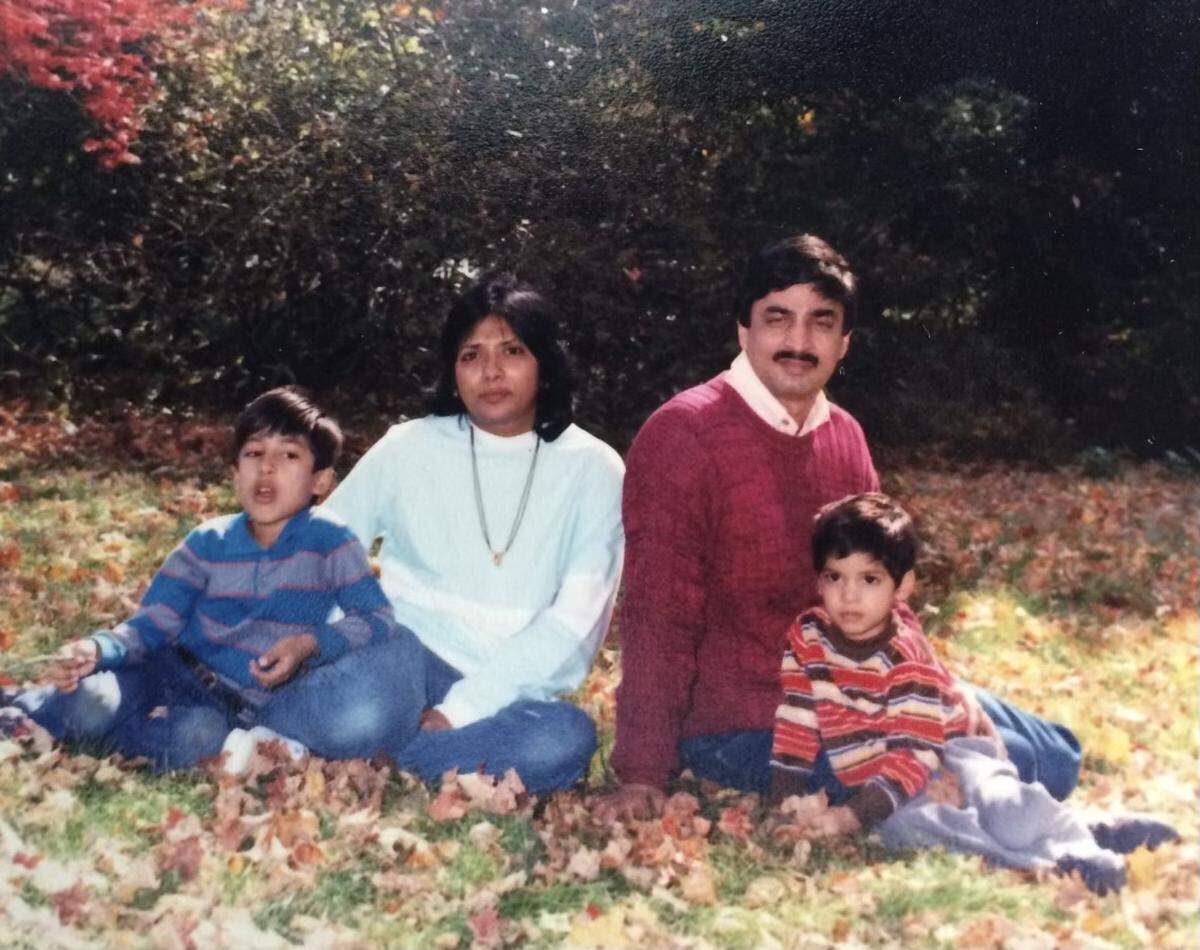 The Shroff family -- parents Hitesh and Nikita, sons Anish and Nilay -- pose for an undated family photo.