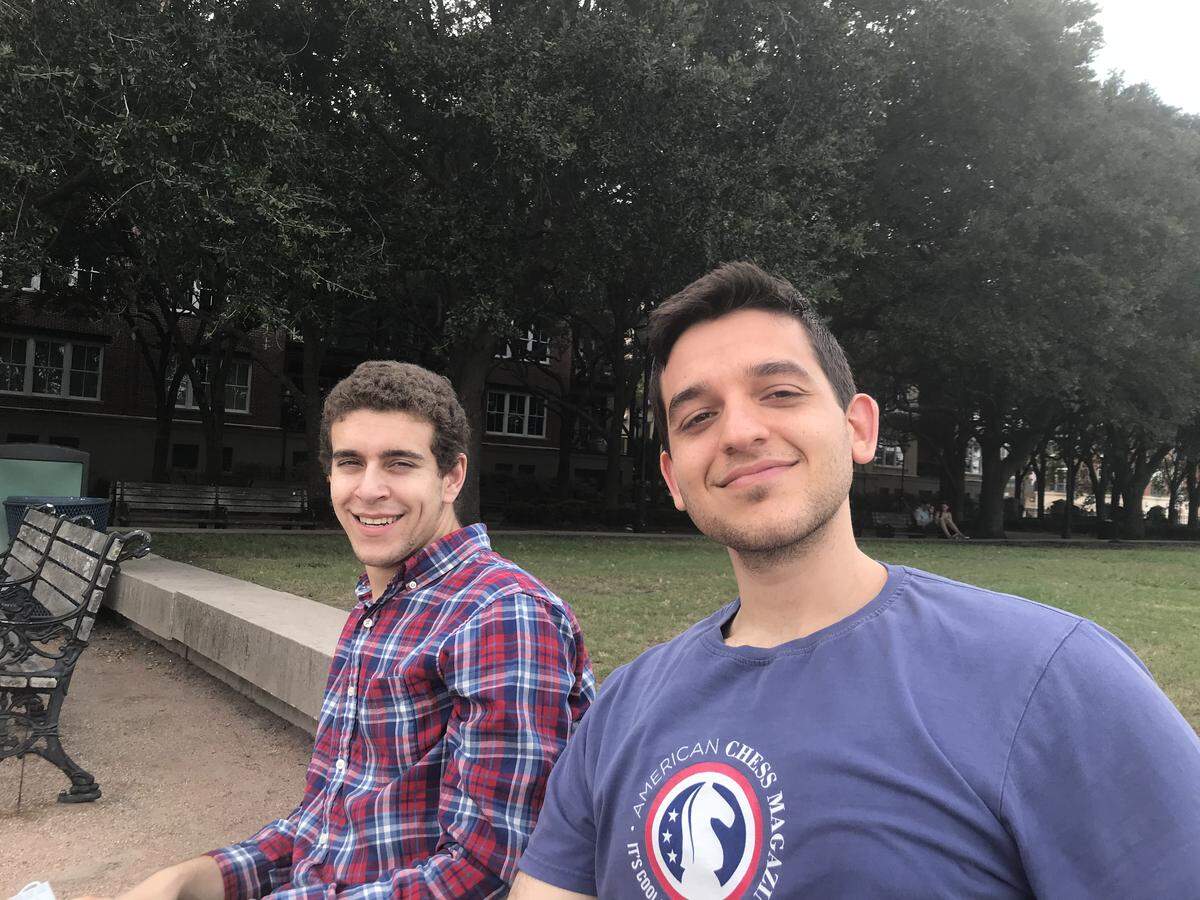 Daniel Naroditsky, left, with Peter Giannatos.
