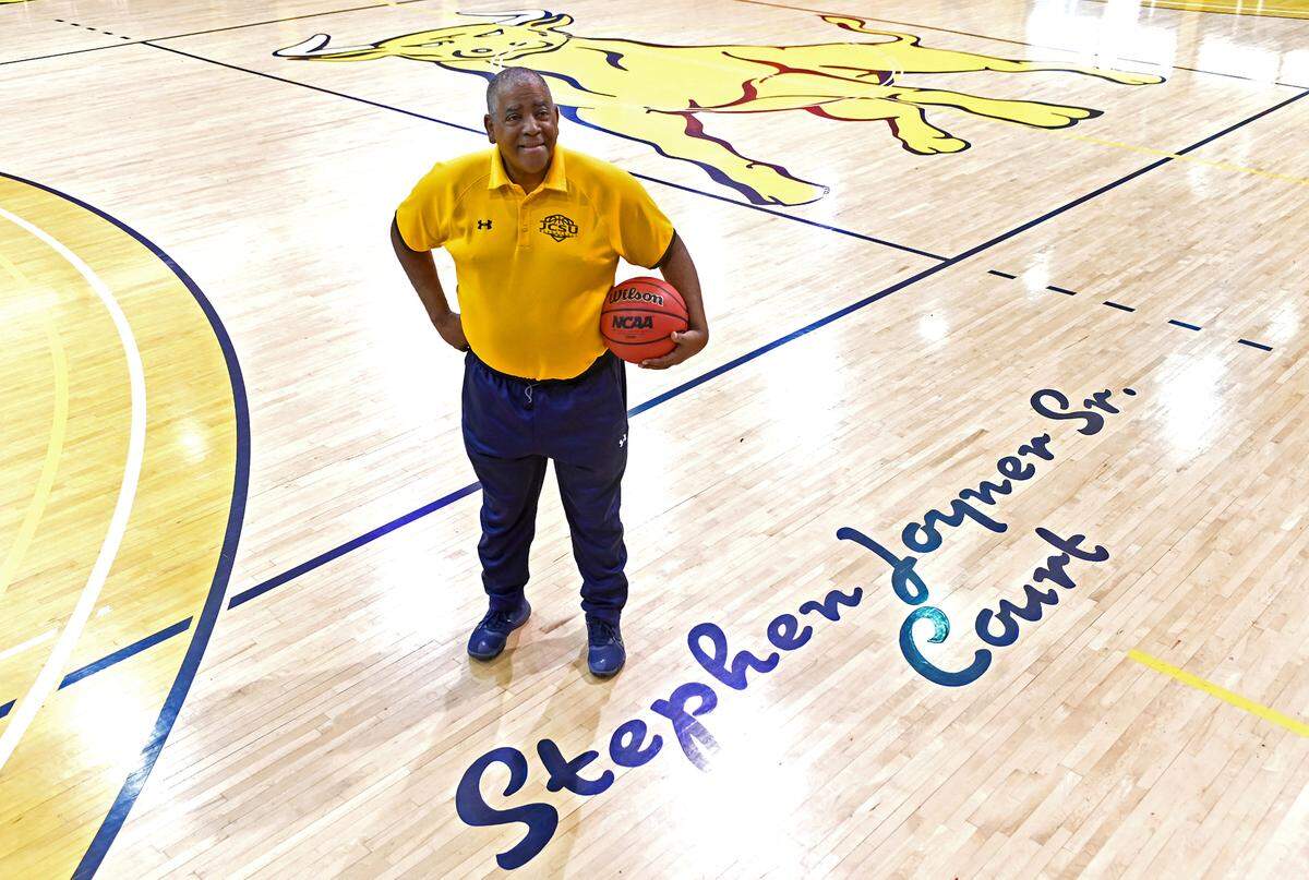 Johnson C. Smith University men’s head basketball coach and athletic director Stephen Joyner, Sr. on Thursday, February 9, 2023.