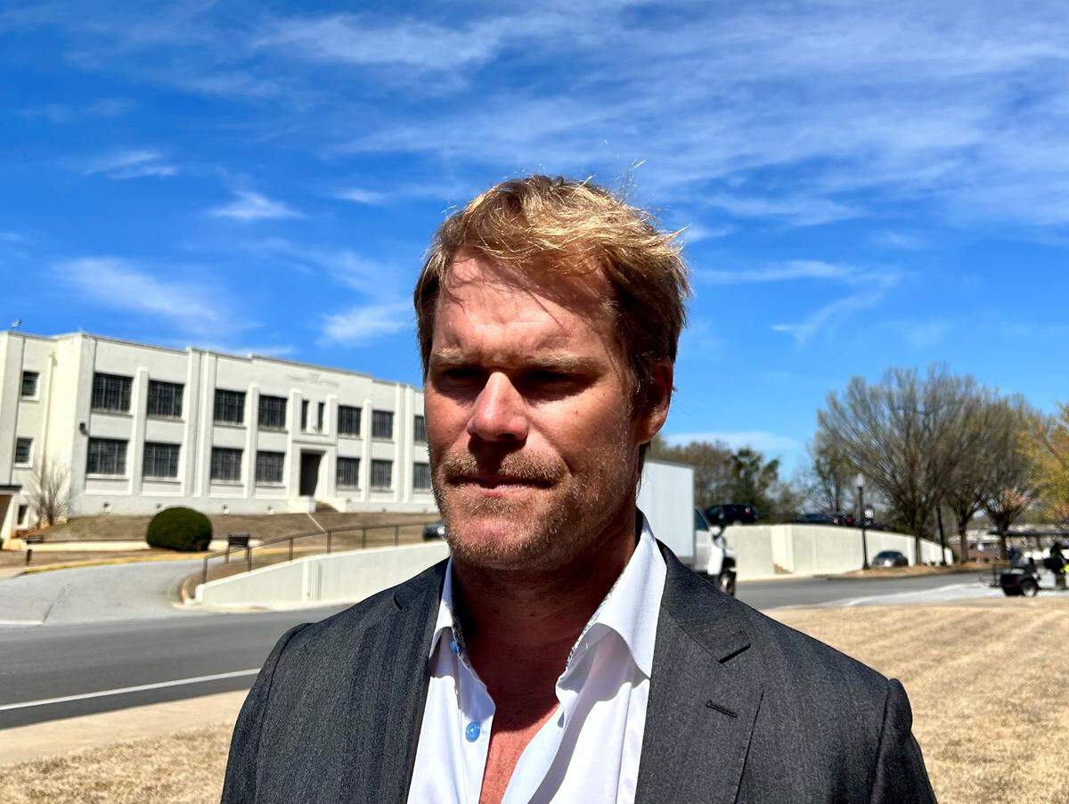 Former Panthers tight end Greg Olsen speaks about Carolina Panthers founder Jerry Richardson after Richardson’s memorial service in Spartanburg Saturday. The middle name of one of Olsen’s children is “Jerry,” in honor of Richardson.