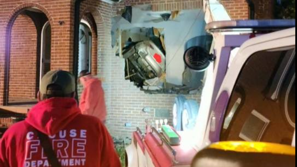 The crash happened around 3:40 a.m. at a home in the Crouse area of Lincoln County, and it left the homeowners trapped, the Crouse Volunteer Fire Department said in a Facebook post.