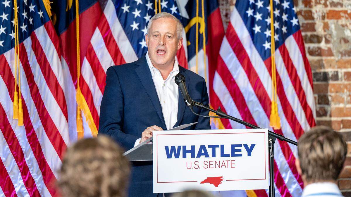 Michael Whatley is running for U.S. Senate in North Carolina. He’s the former leader of the Republican National Committee and likely will face former Gov. Roy Cooper in the 2026 general election.