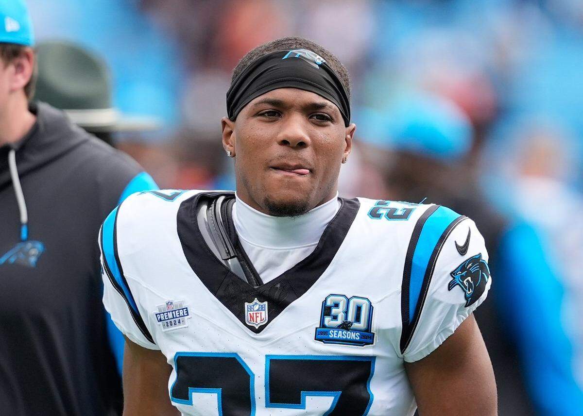 Sep 29, 2024; Charlotte, North Carolina, USA; Carolina Panthers cornerback Shemar Bartholomew (27) during the fourth quarter at Bank of America Stadium. Mandatory Credit: Jim Dedmon-Imagn Images